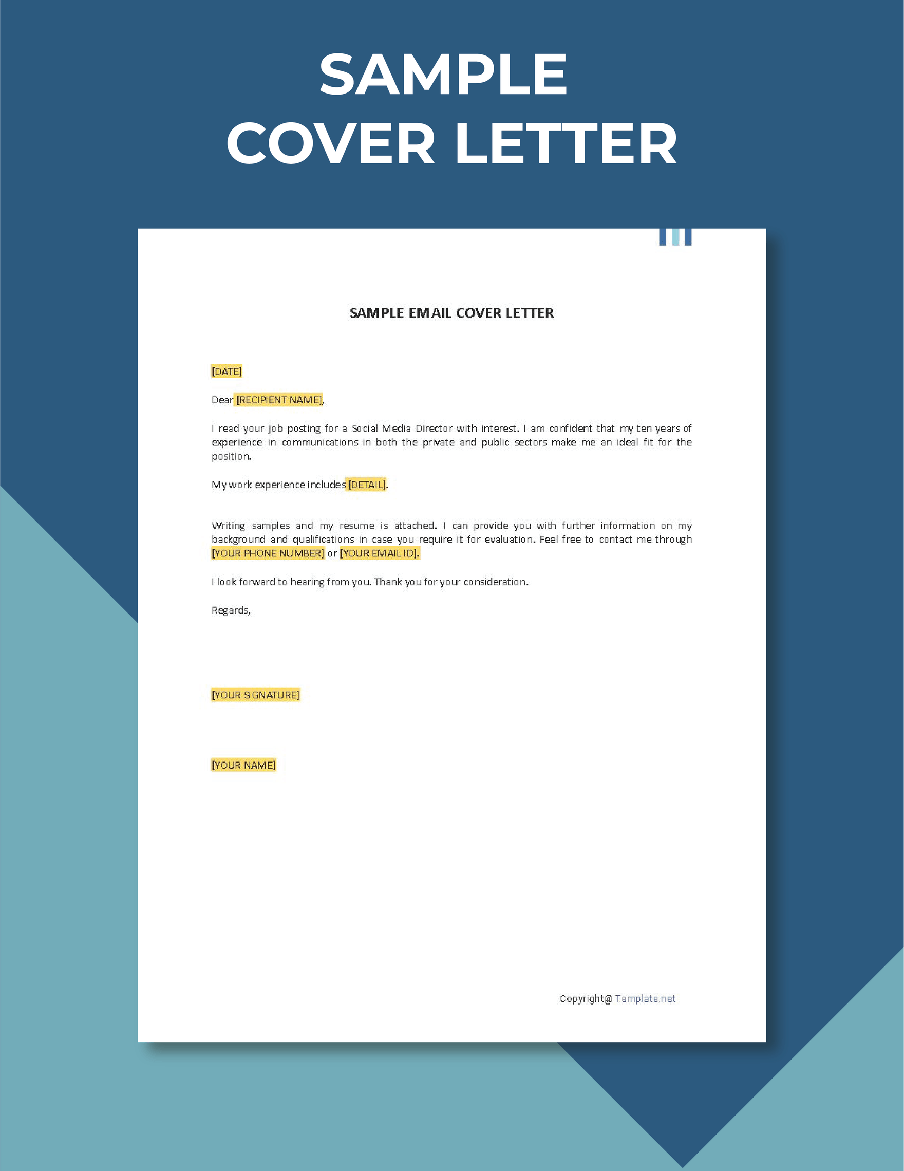 Free Sample Email Cover Letter in Word, Google Docs, PDF, Apple Pages, Outlook