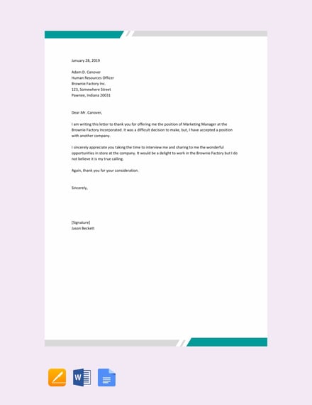 sales report sample letter Letter FREE Vendor Template Word  Rejection  to Polite