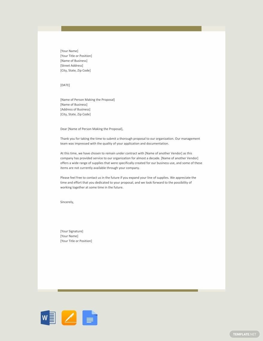 Free Polite Rejection Letter to Vendor in Word, Google Docs, PDF, Apple Pages