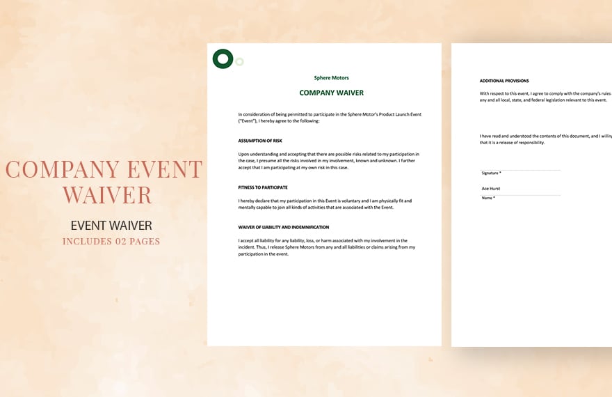 Company Event Waiver Template