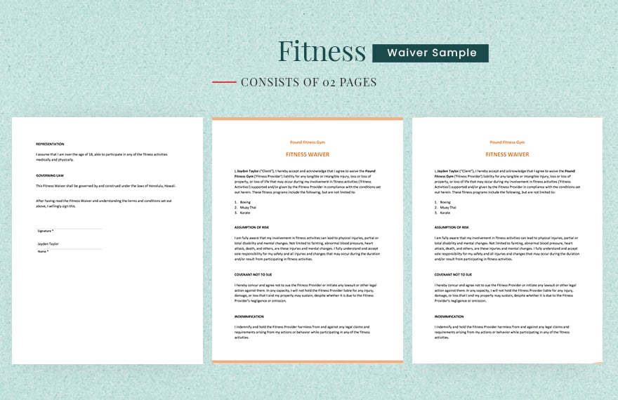 Fitness Waiver Sample Template