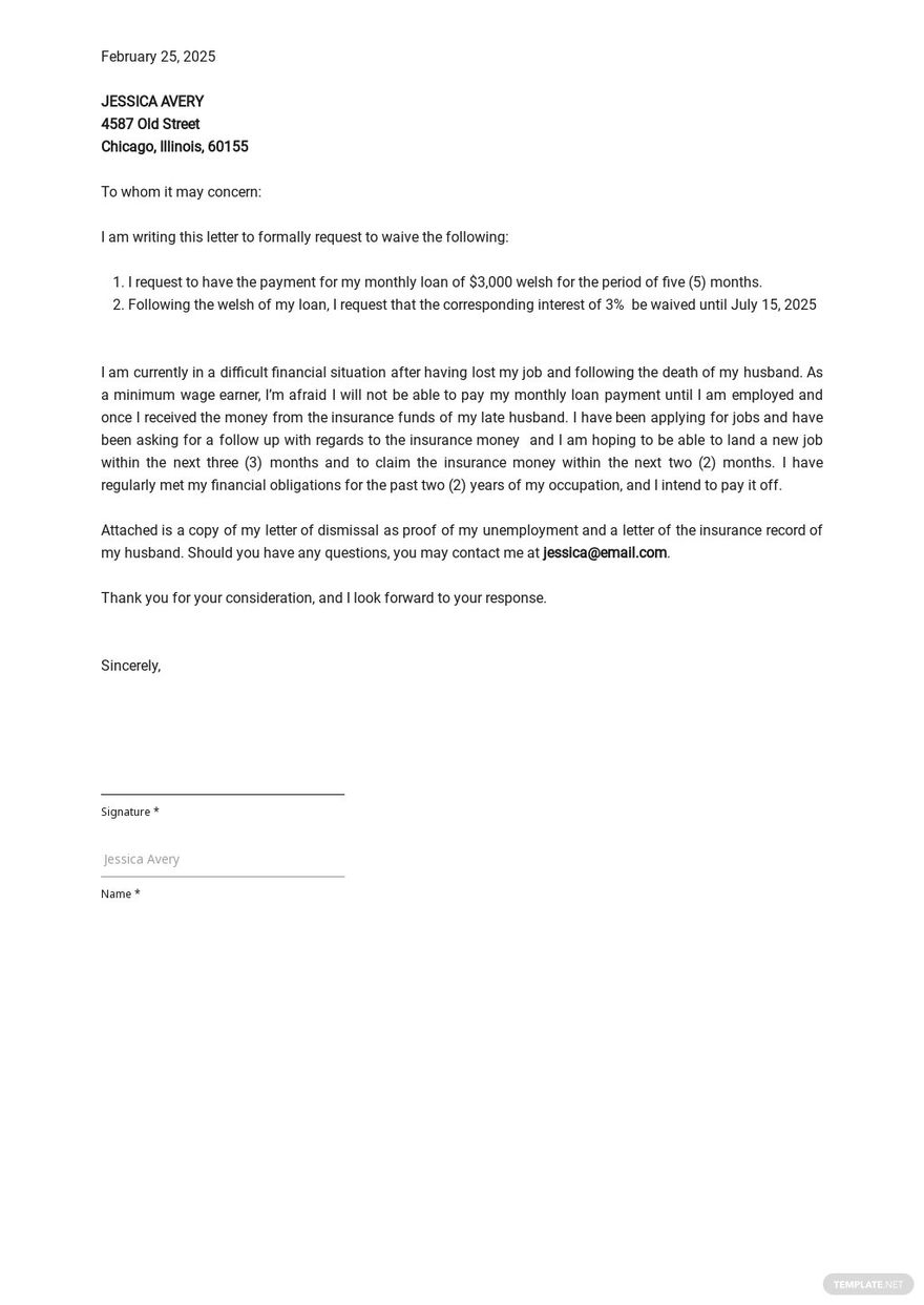 waiver-letter-templates-format-free-download-template