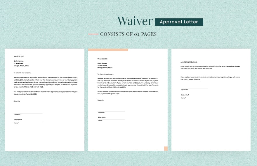 Waiver Approval Letter in Word, Google Docs, PDF
