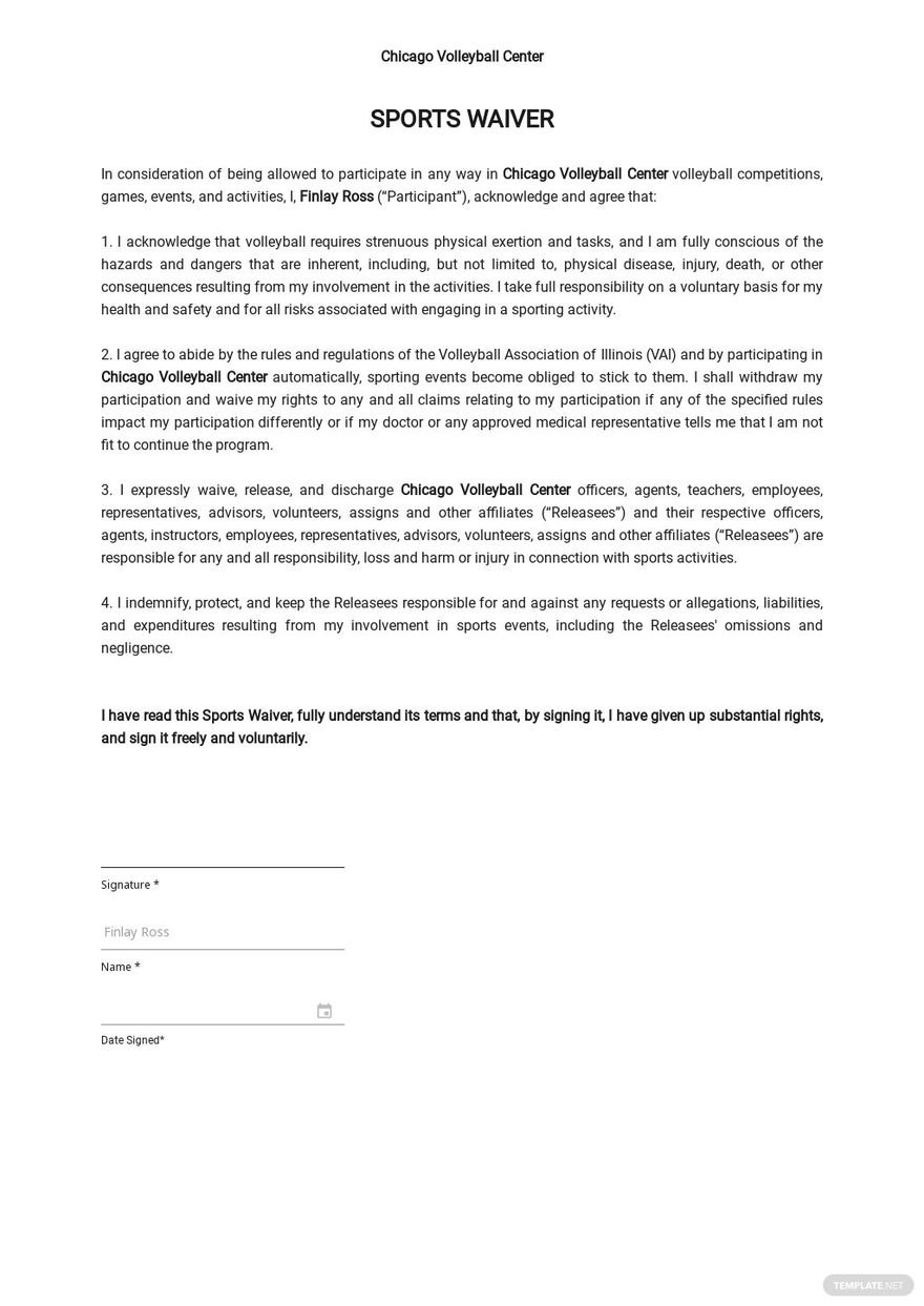 15 Printable Waiver Form Template For Sports Fillable vrogue co