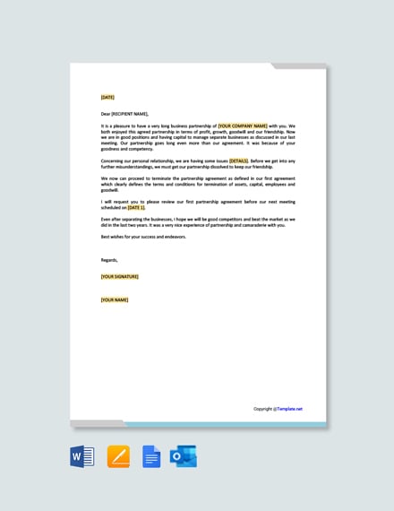Free Letter to Cancel Business Partnership