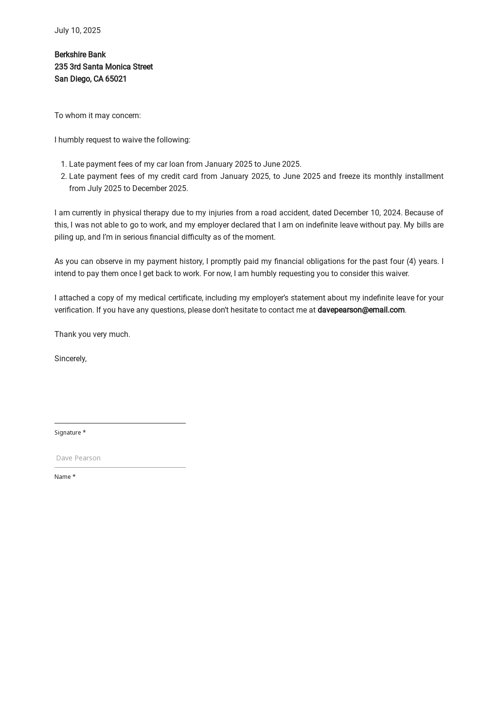 Letter Requesting Waiver Template [Free PDF]  Google Docs, Word