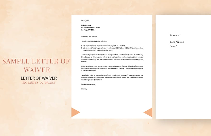 Sample Letter of Waiver