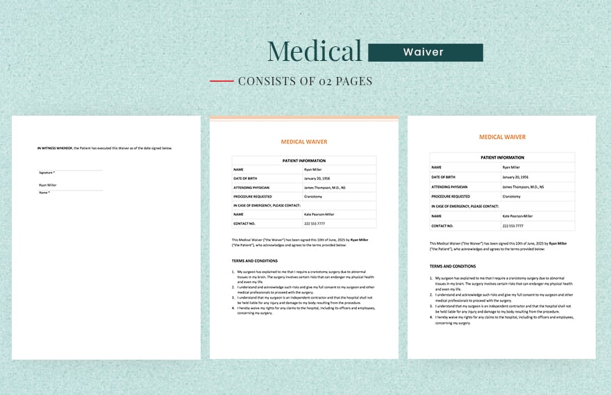 Medical Waiver Template in Word, Google Docs
