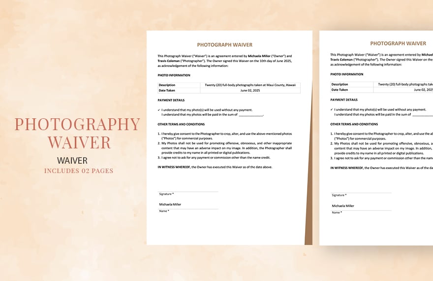 Photography Waiver Template
