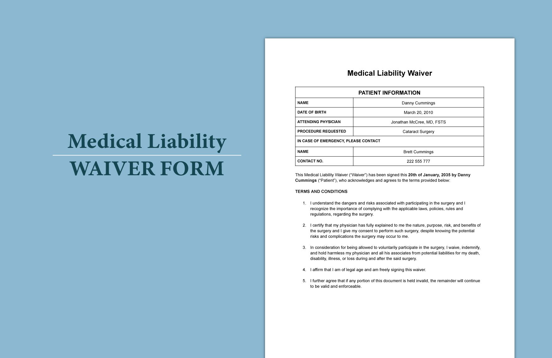 Medical Liability Waiver Form Template