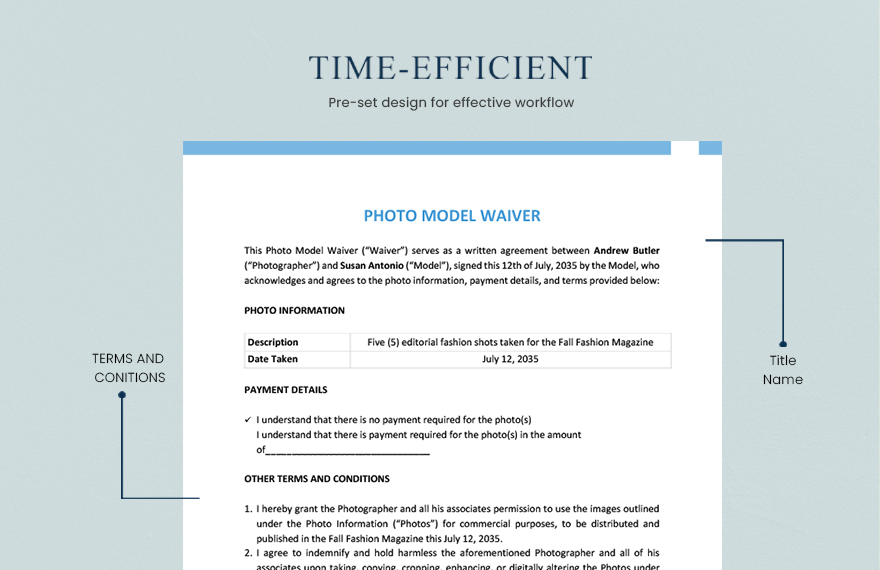 Photo Model Waiver Template