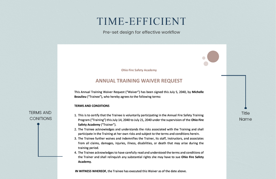 Annual Training Waiver Request Template