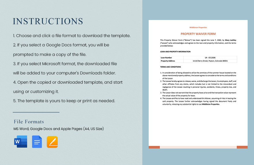 Property Waiver Form Template