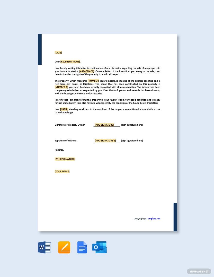 Property Transfer Letter in Google Docs, Pages, Word, Outlook, PDF - Download | Template.net