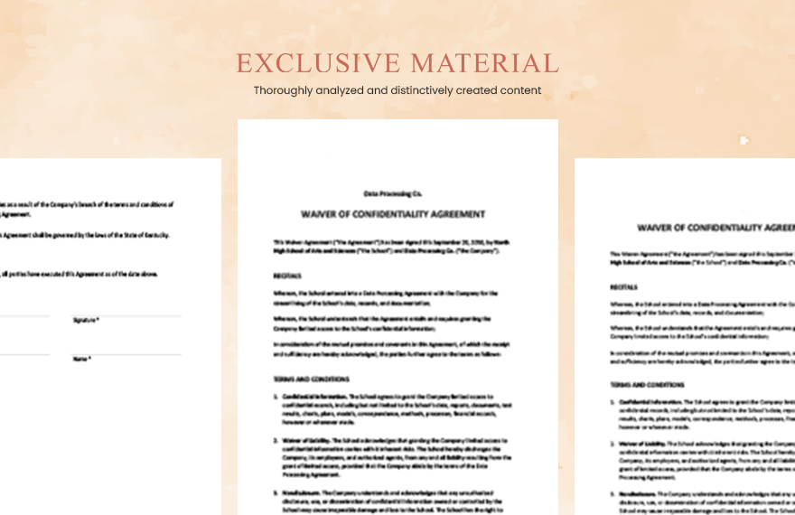Waiver Of Confidentiality Agreement Template