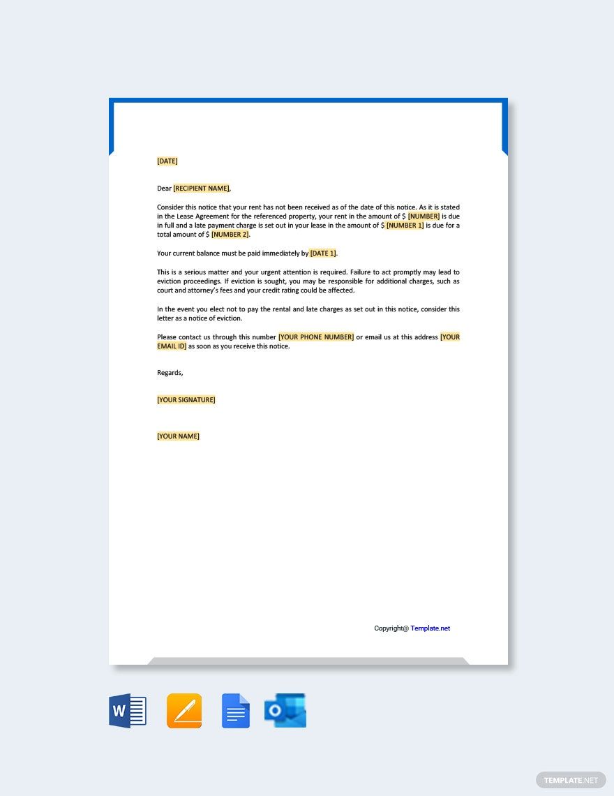 Free Warning Letter to Tenant for Late Payment in Word, Google Docs, PDF, Apple Pages, Outlook