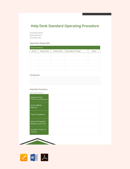 Free Help Desk Standard Operating Procedure Template Pdf Word