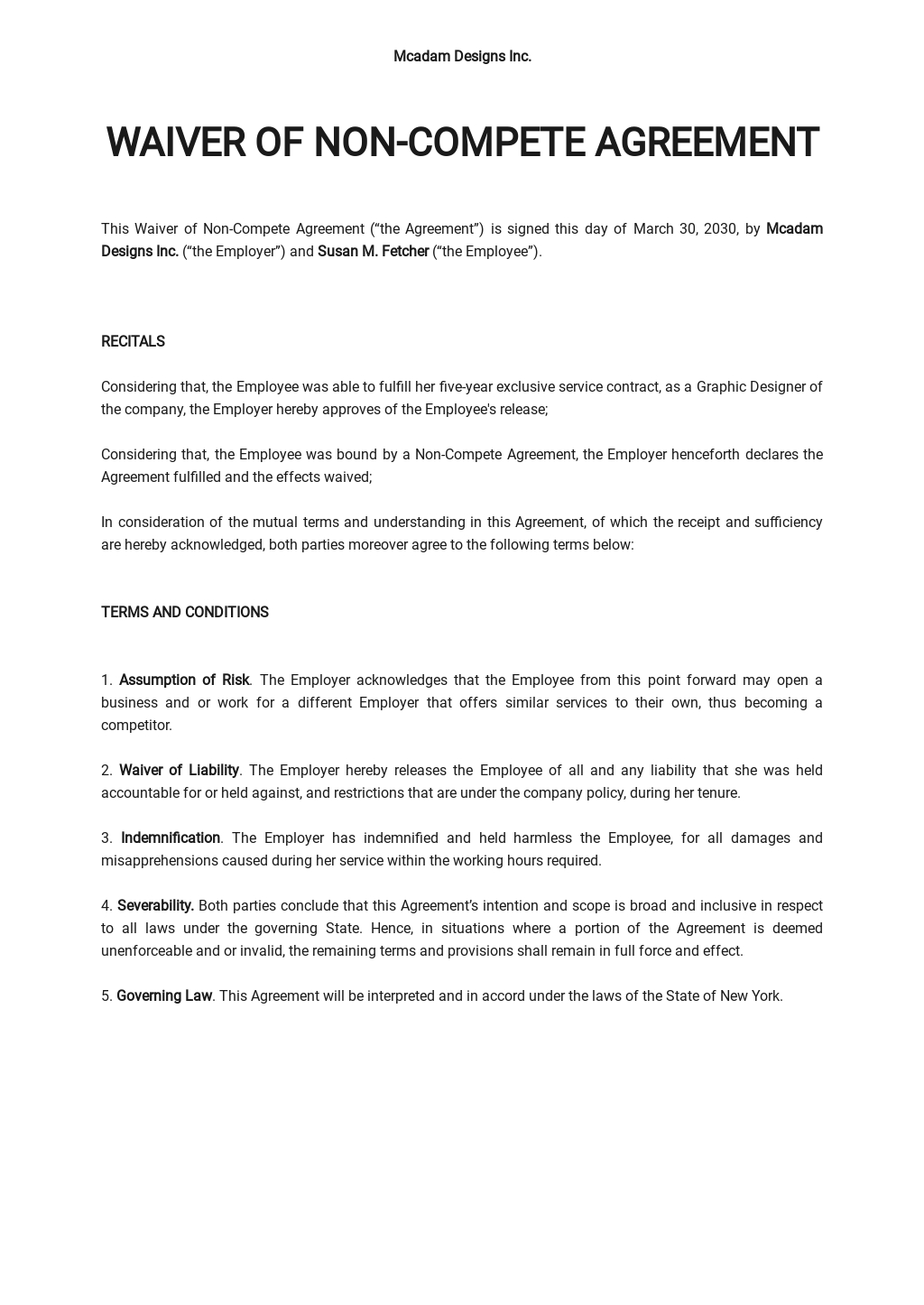 release-from-non-compete-agreement-template