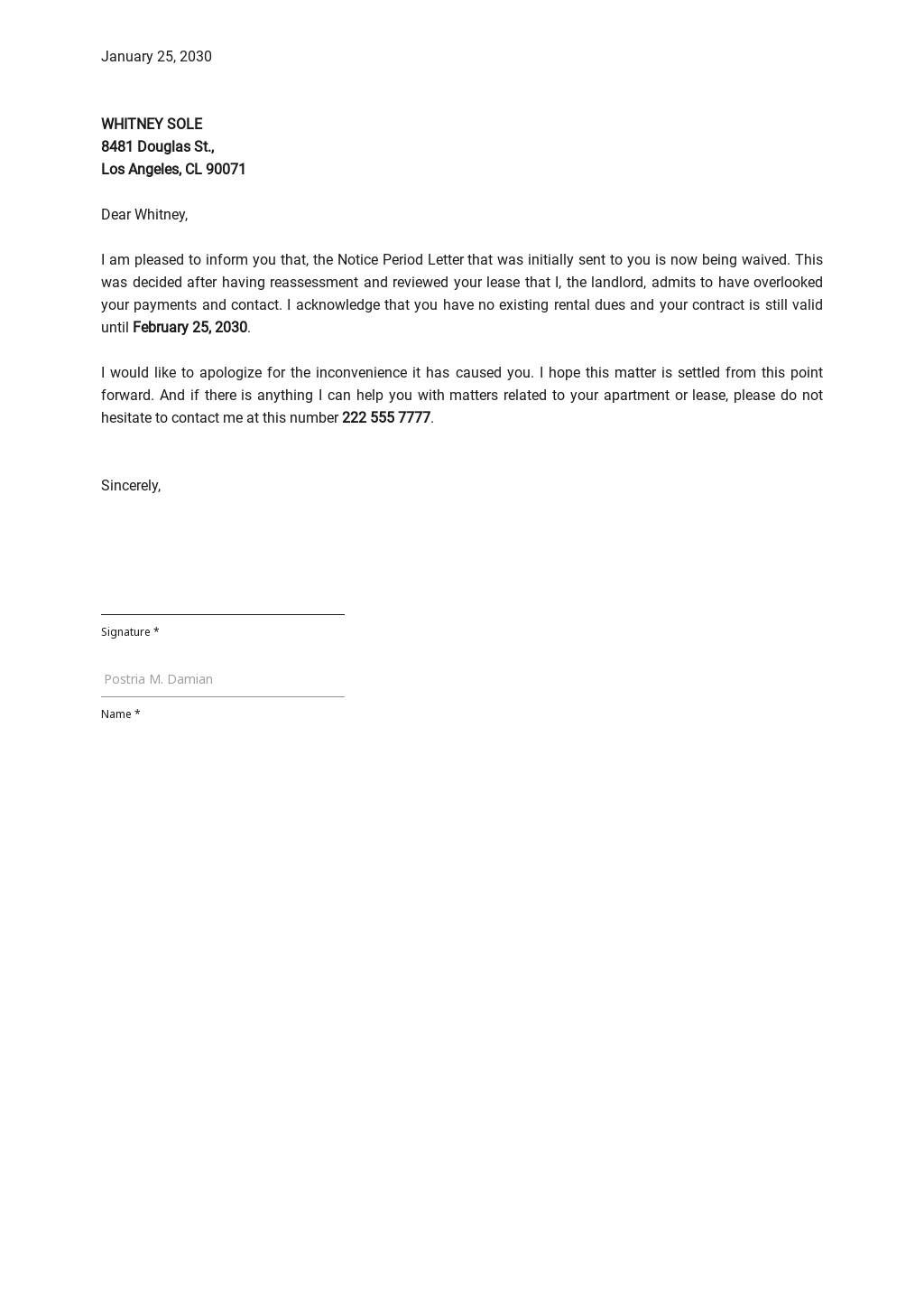 Letter Of Waiver Template In Word And Pdf Formats Images