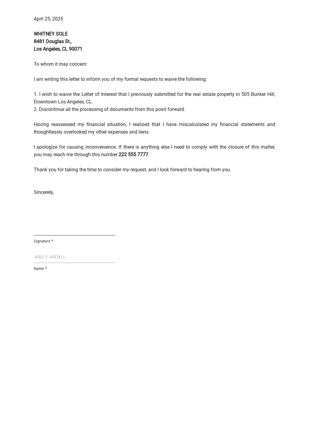 Waiver of Interest Letter Template [Free PDF] Google Docs, Word