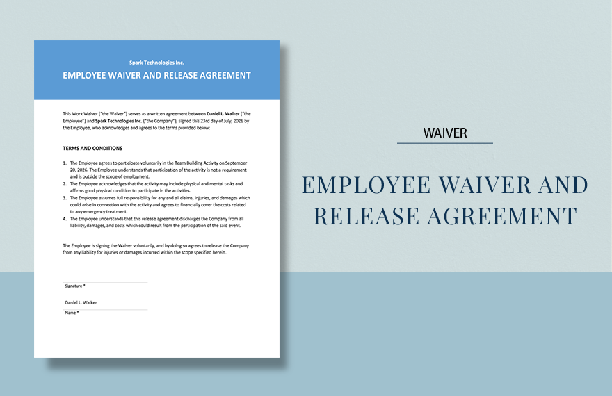 Employee Waiver And Release Agreement Template in Word, Google Docs