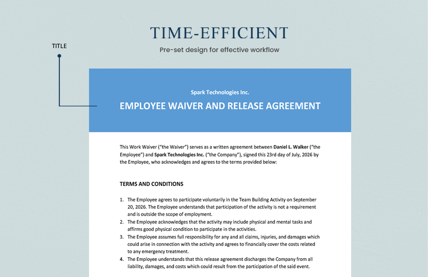 Employee Waiver And Release Agreement Template