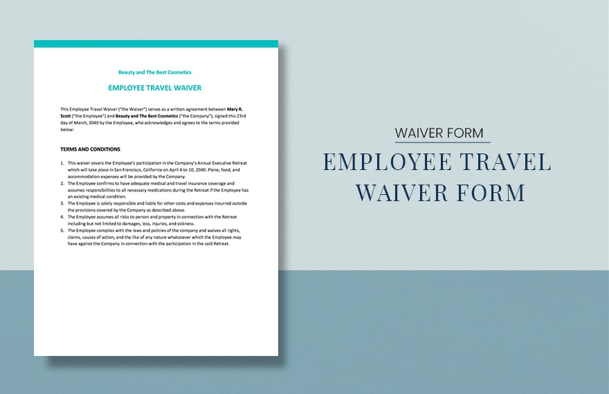 Employee Travel Waiver Form Template