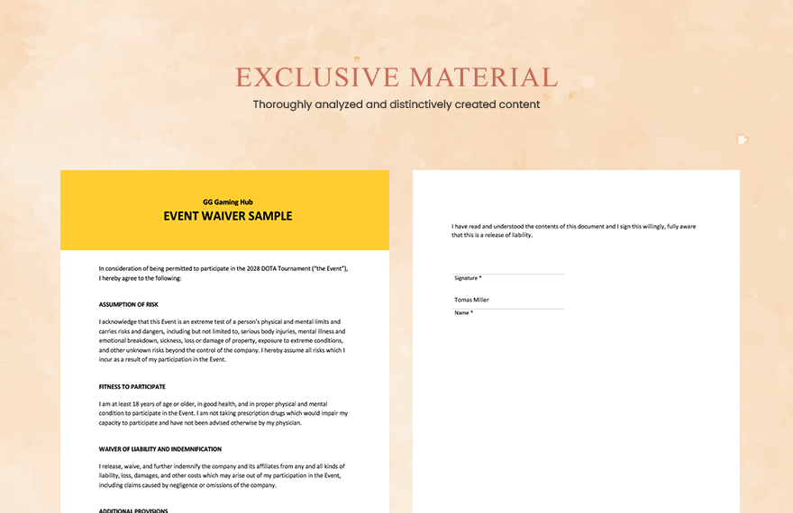 Event Waiver Sample Template