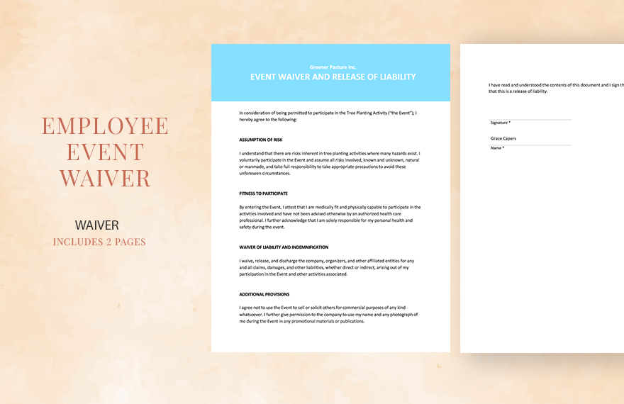 Free Employee Event Waiver Template in Word, Google Docs