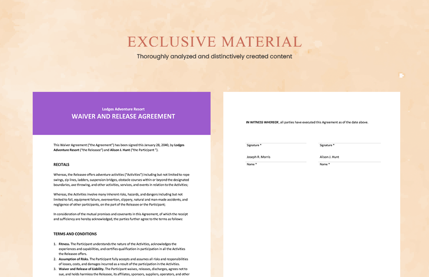 Waiver And Release Agreement Template