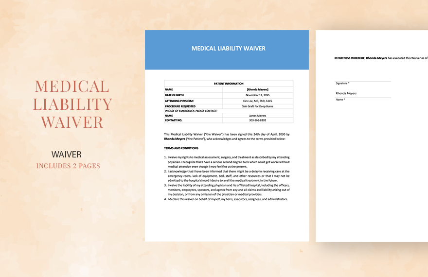 Medical Liability Waiver Template in Word, Google Docs