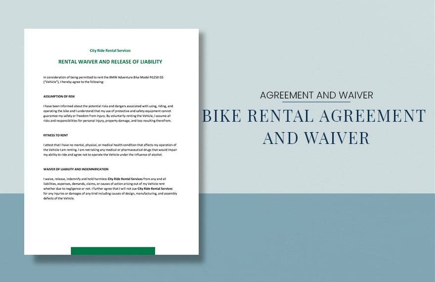 Bike Rental Agreement And Waiver Template