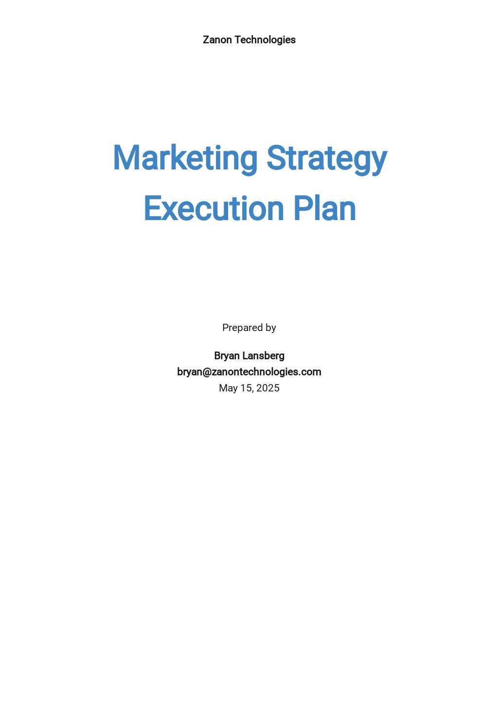 Sales Execution Plan Template