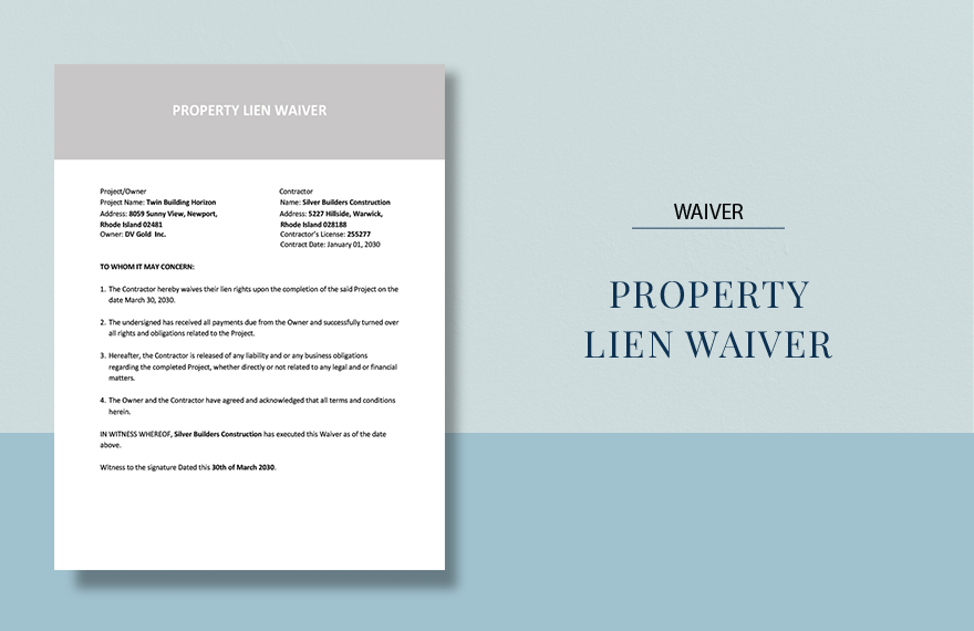 Property Lien Waiver Template