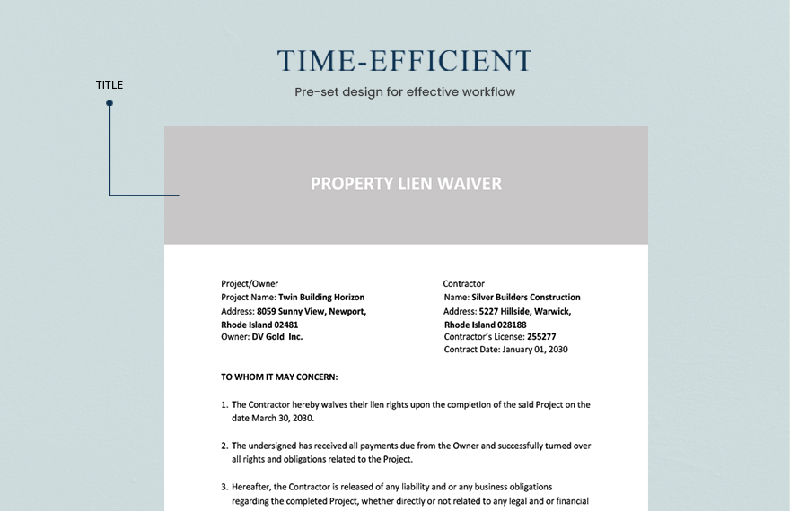 Property Lien Waiver Template