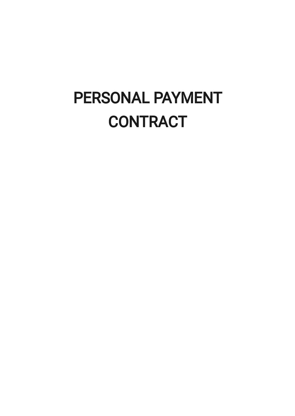 Personal Payment Contract Template