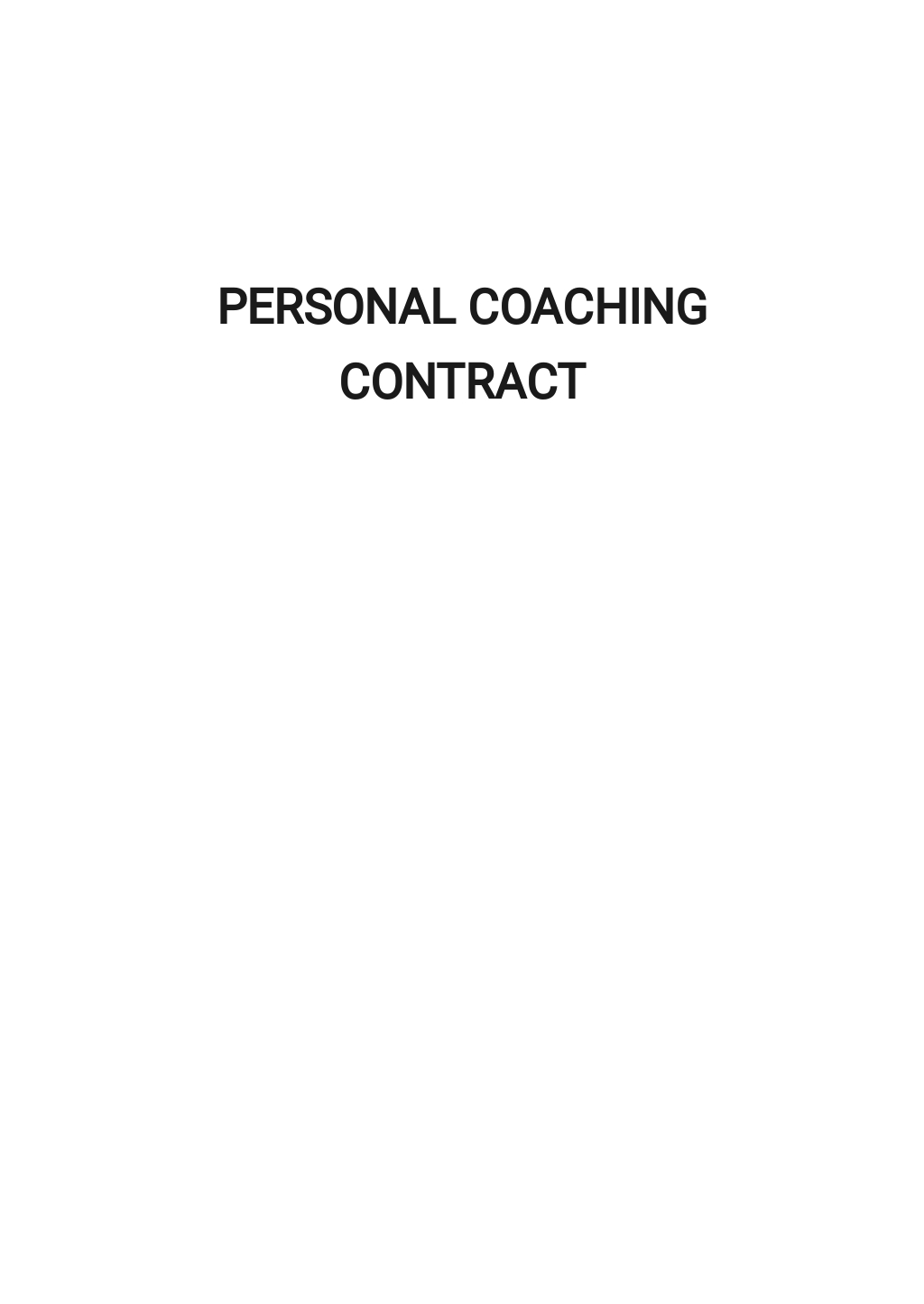 Personal Coaching Contract Template