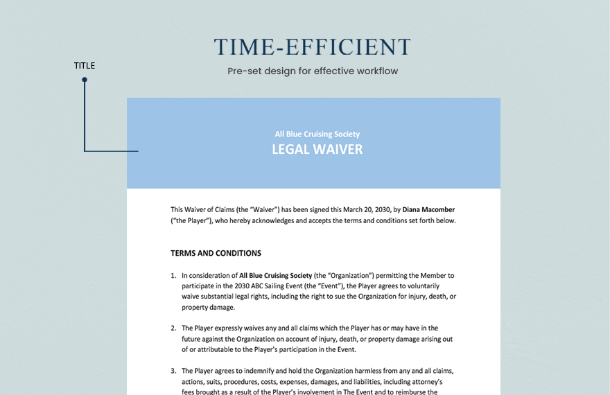Legal Waiver Sample Template