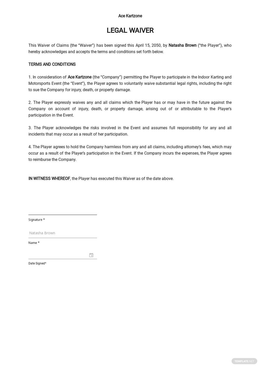 Free Simple Legal Waiver Template Google Docs Word Template