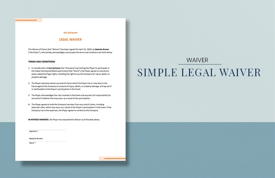 Free Simple Legal Waiver Template in Word, Google Docs