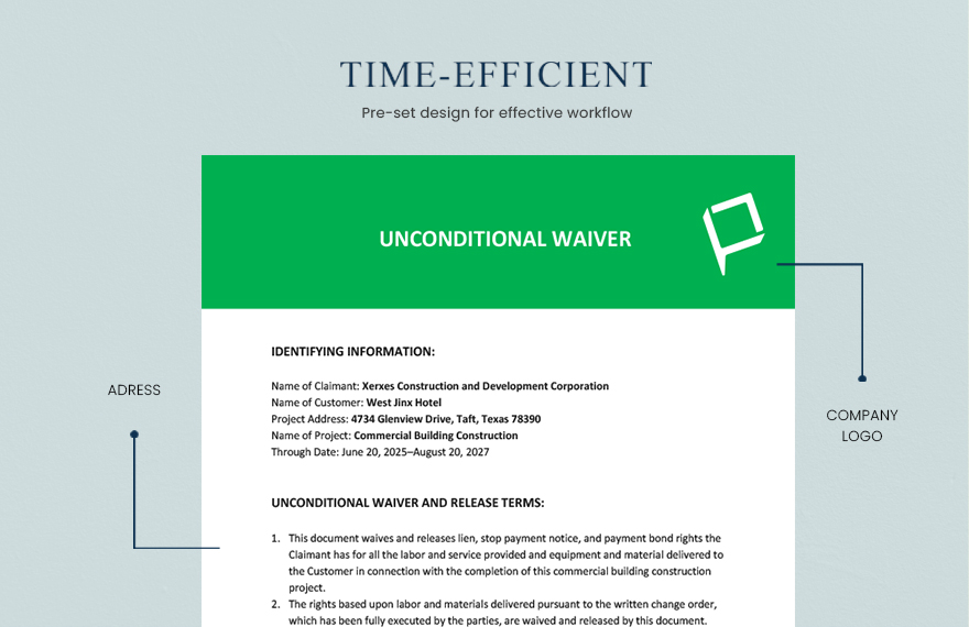 Blank Unconditional Waiver Template