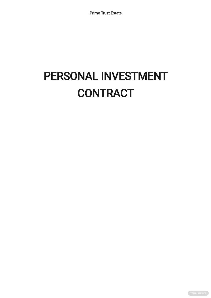 Free Sample Personal Investment Contract Template