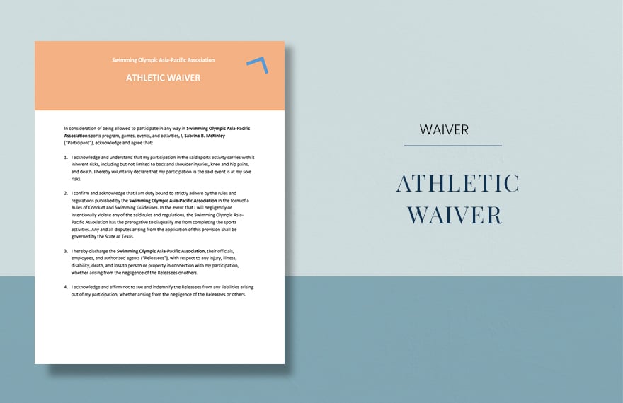 Athletic Waiver Template
