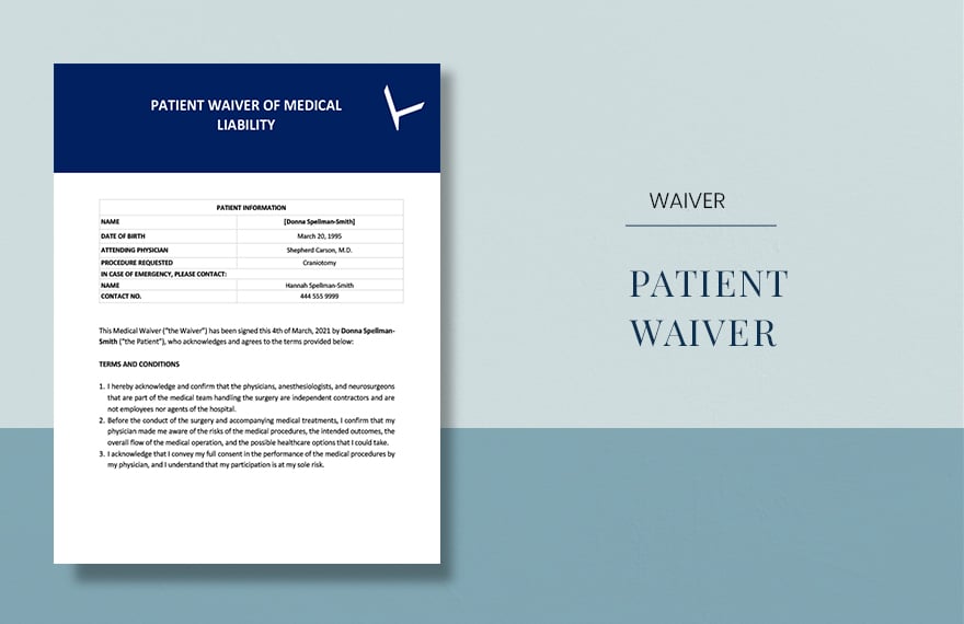 Patient Waiver of Medical Liability Template