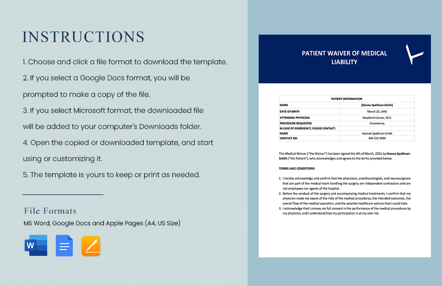 Patient Waiver of Medical Liability Template