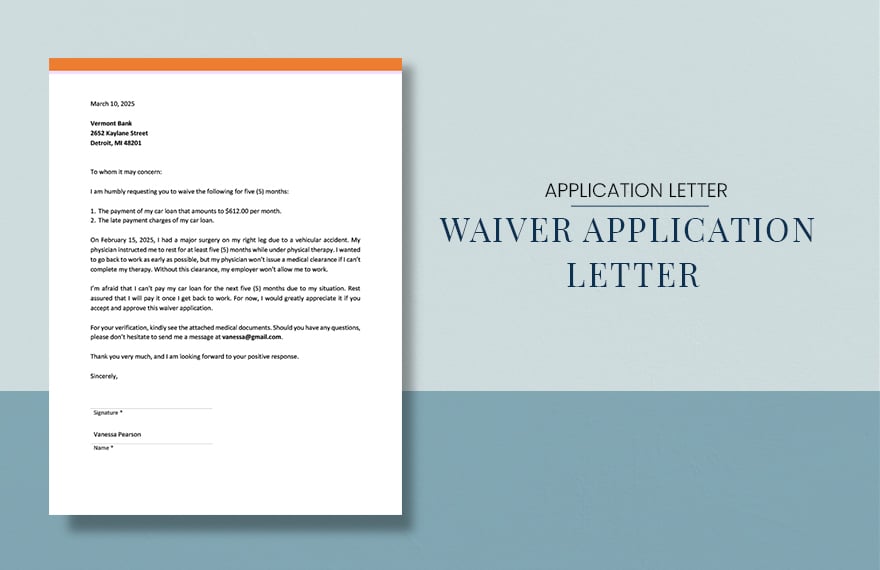 Waiver Application Letter
