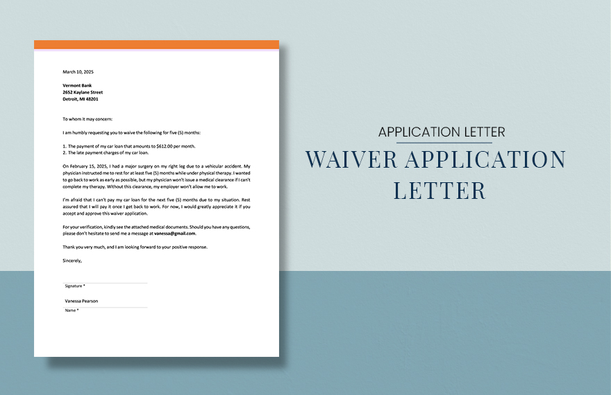 Waiver Application Letter in PDF, Word, Google Docs - Download | Template.net