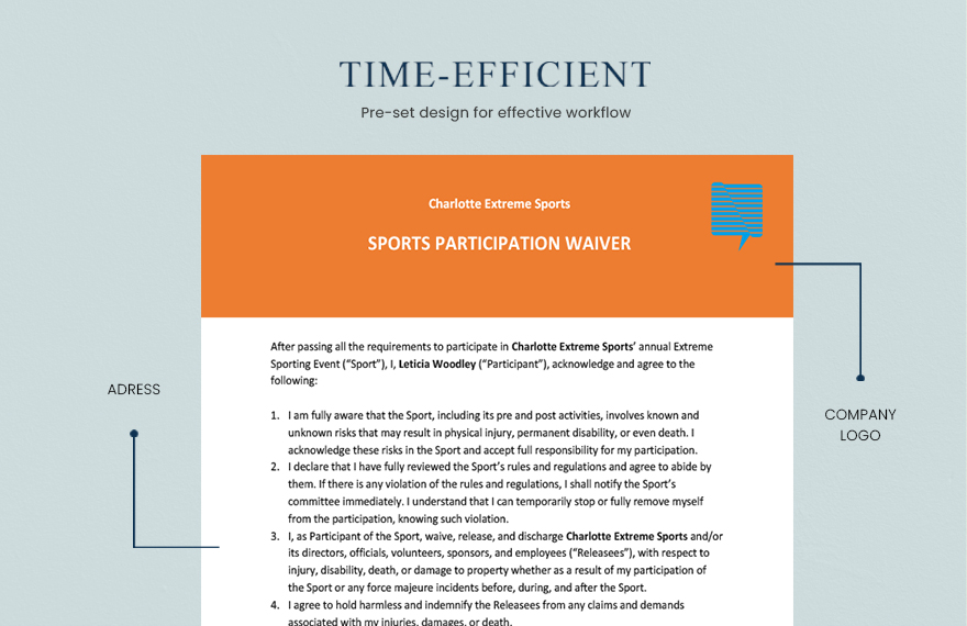 Sports Participation Waiver Template