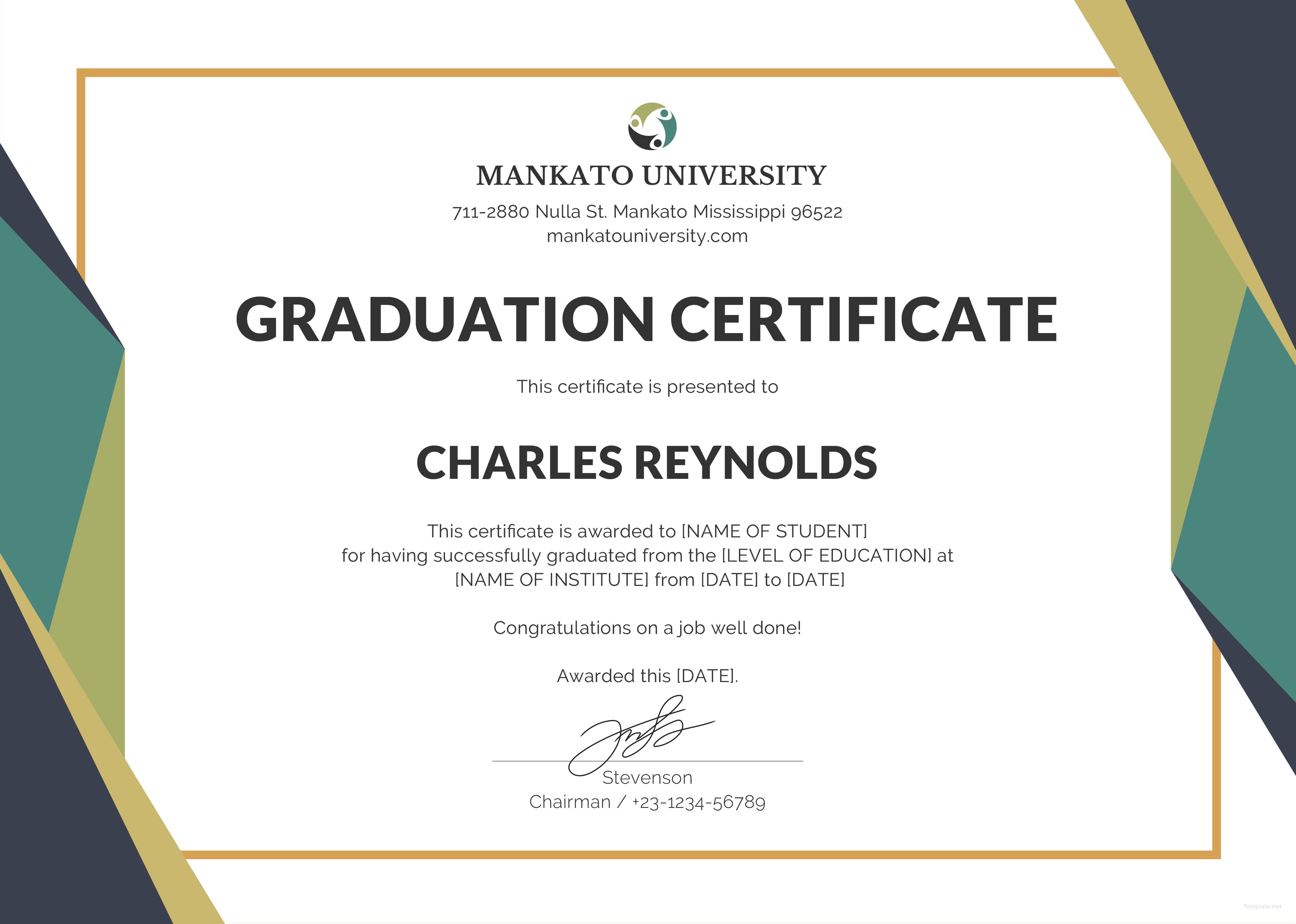 Free Graduation Certificate Template In Microsoft Word Microsoft