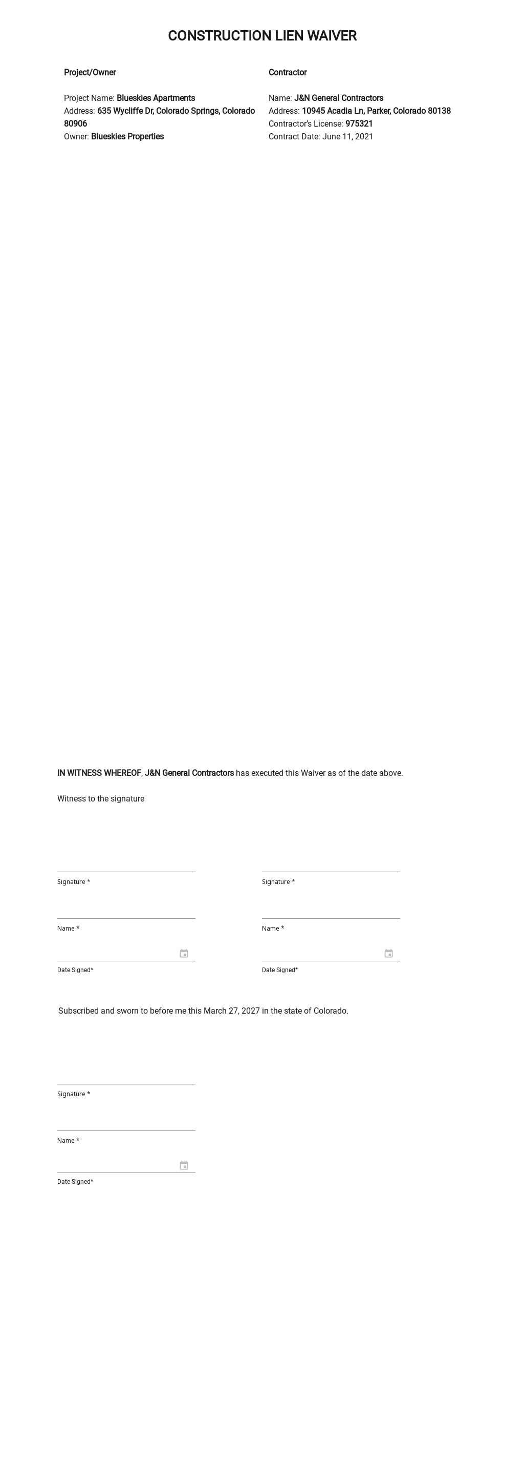 Unconditional Lien Waiver Template Download in Word, Google Docs